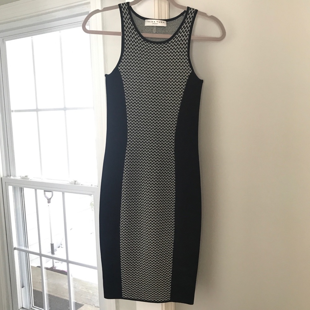 Trina Turk Gray & Black Bodycon Dress